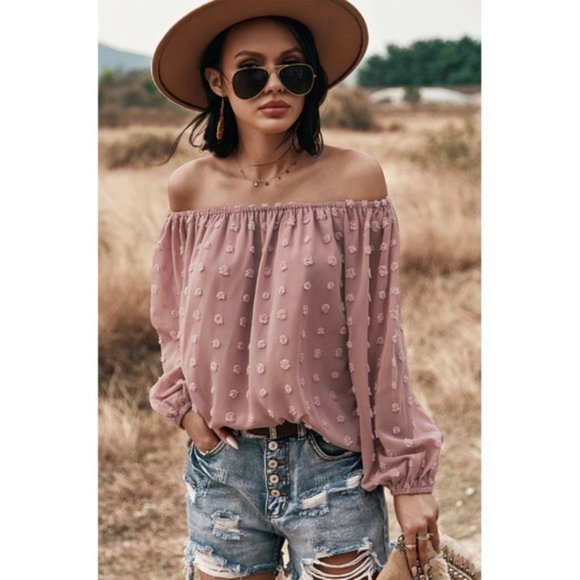 Boho Off Shoulder Loose Bubble Sleeve Top Gypsy - Picture 9 of 11